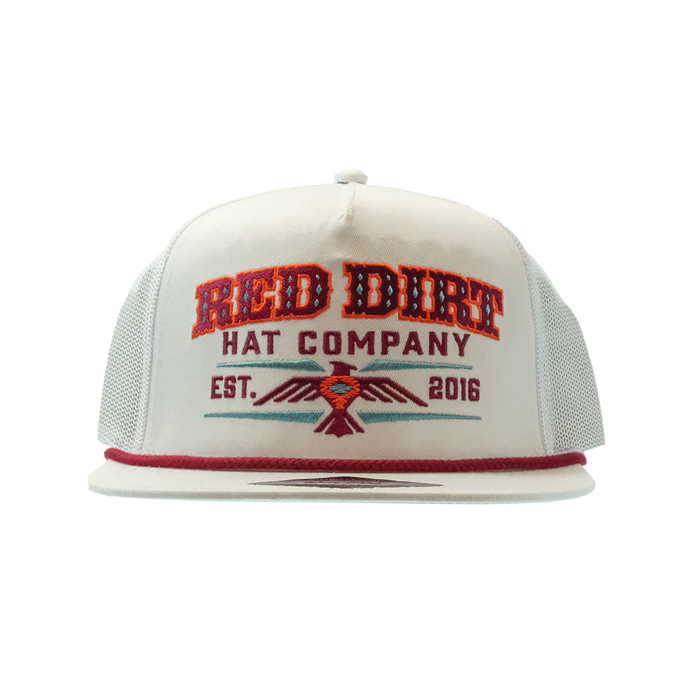 Red Dirt Hat Company Hats Red Dirt Hat Company Aztec Thunderbird White With Red Rope Cap