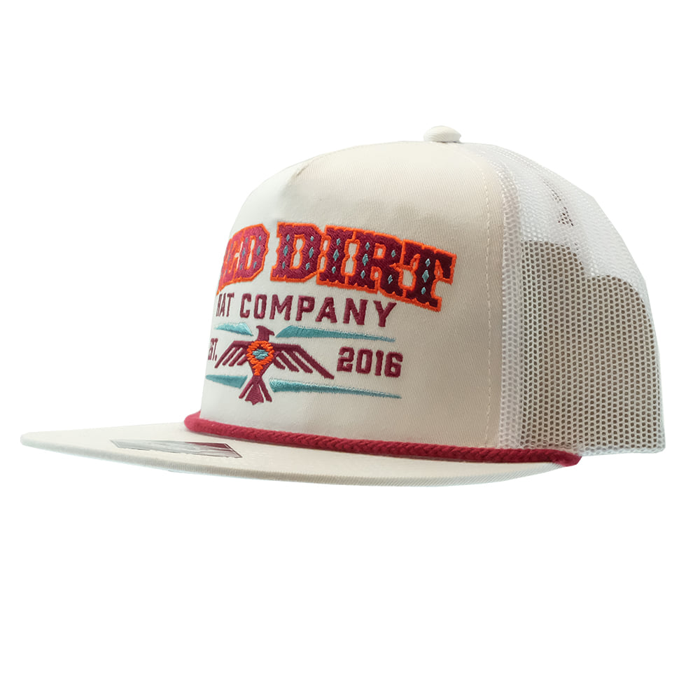 Red Dirt Hat Company Hats Red Dirt Hat Company Aztec Thunderbird White With Red Rope Cap