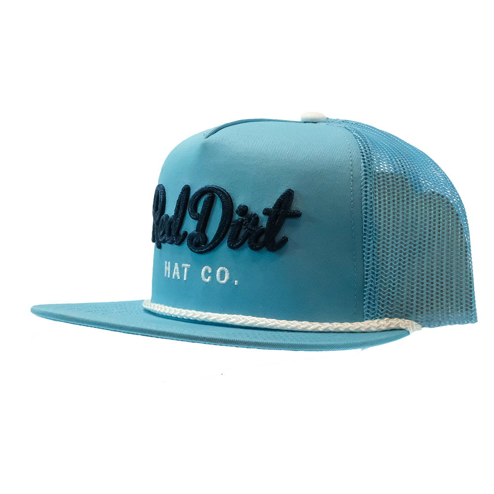 Red Dirt Hat Company Hats Red Dirt Hat Company Cowboy Bill Light Blue With White Rope Cap