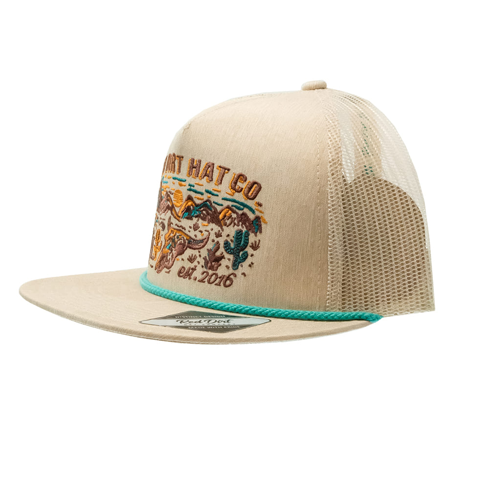 Red Dirt Hat Company Hats Red Dirt Hat Company Flat Bill Deserted Stone with Turquoise Rope