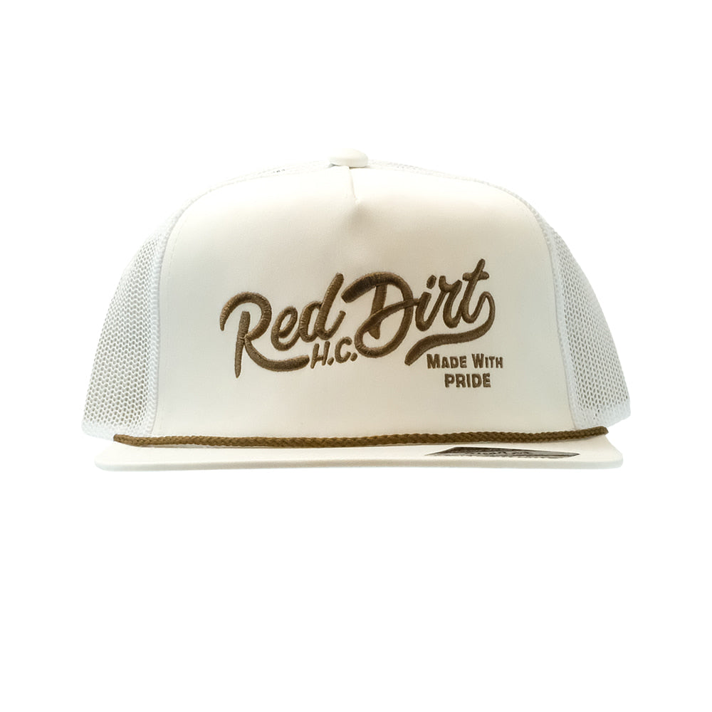 Red Dirt Hat Company Hats Red Dirt Hat Company White with Brown Rope Over The Top Cap
