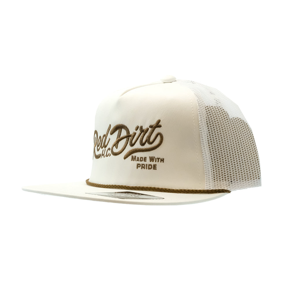 Red Dirt Hat Company Hats Red Dirt Hat Company White with Brown Rope Over The Top Cap