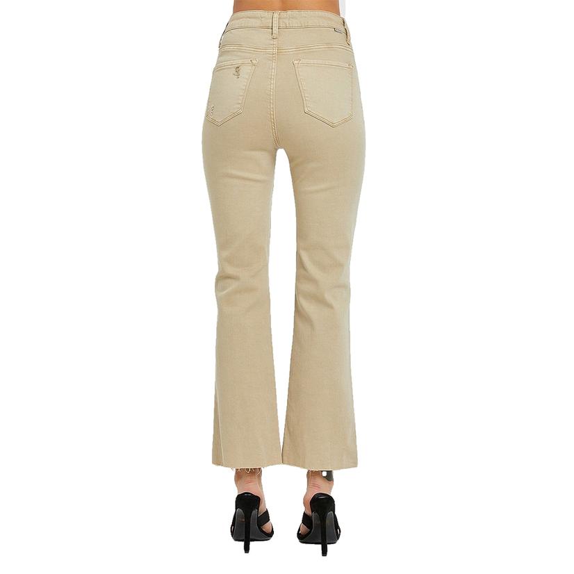 Risen Apparel Risen High Rise Button Down Ankle Straight Women's Jeans in Khaki