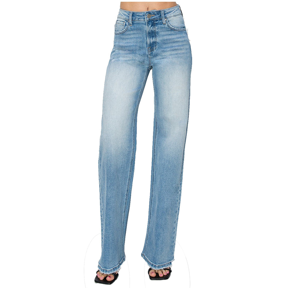 Risen Apparel Risen High Rise Straight Leg Medium Wash Plus Size Women's Jeans