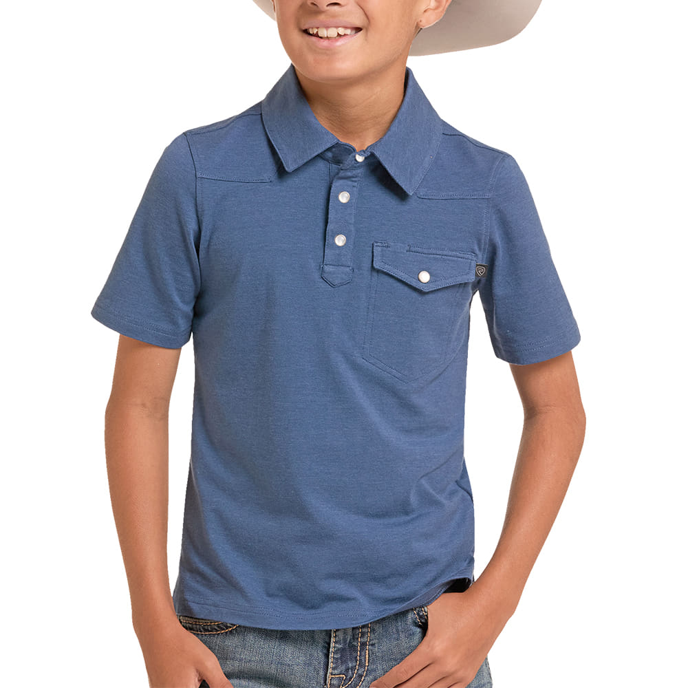 ROCK AND ROLL COWBOY 1000 BOYS SHIRTS Boys Solid Polo