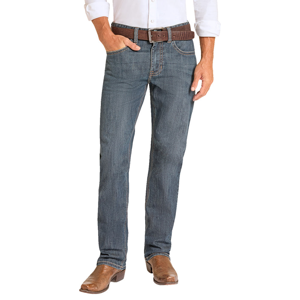 ROCK AND ROLL COWBOY 200 MENS PANTS AND JEANS MENS RAISED DENIM EMBROIDERY BRAVO JEAN IN DARK VINTAGE