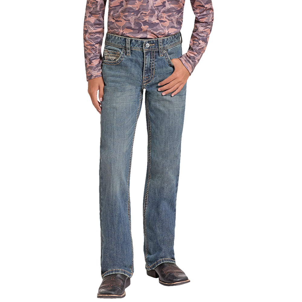 ROCK AND ROLL COWBOY 2000 BOYS PANTS AND JEANS Two Tone Step Stitch Embroidery Bootcut