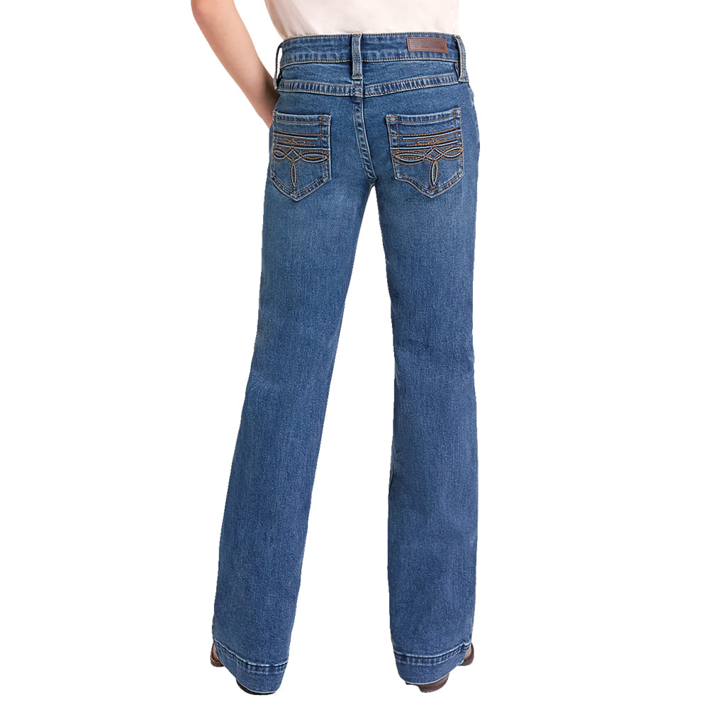 ROCK AND ROLL COWBOY 2000 GIRLS PANTS AND JEANS Raised Denim Bootstitch Embroidery Trouser