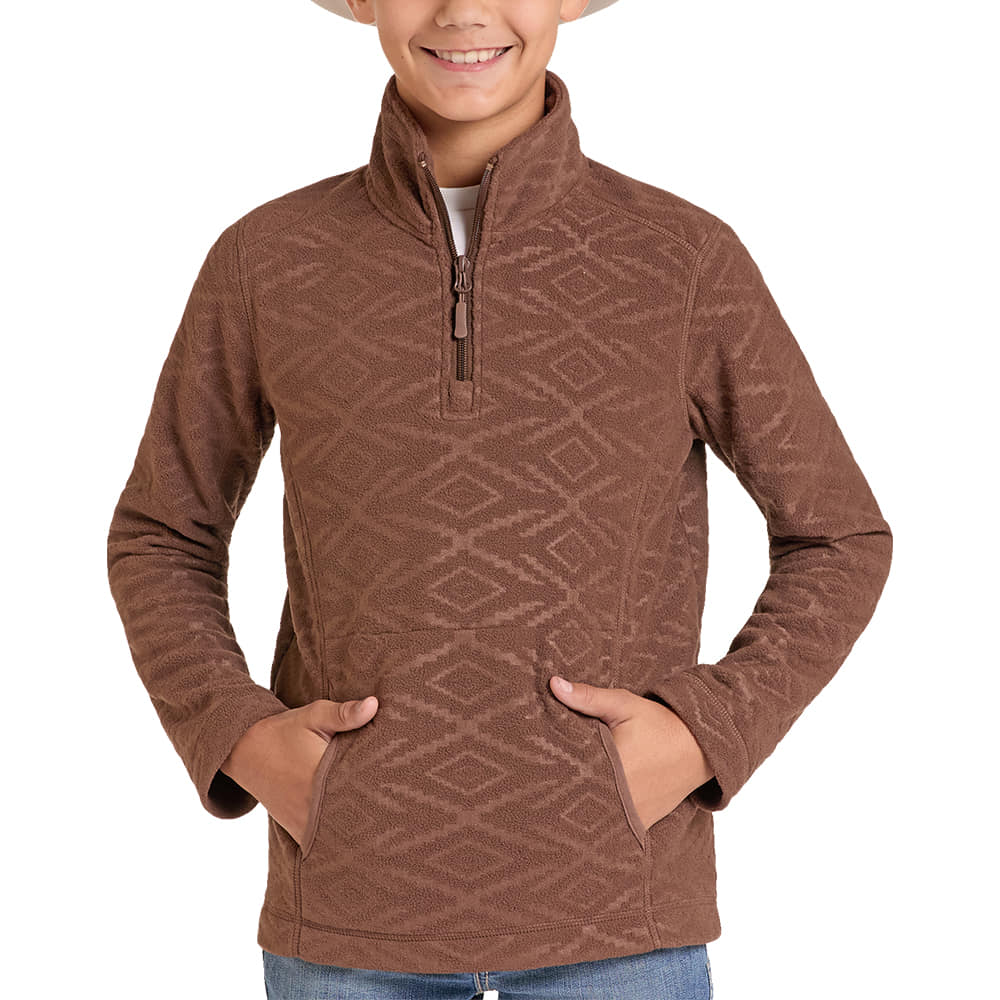 ROCK AND ROLL COWBOY 3000 OUTERWEAR Boys Shearling Pullover Embossed Fleece Pullover