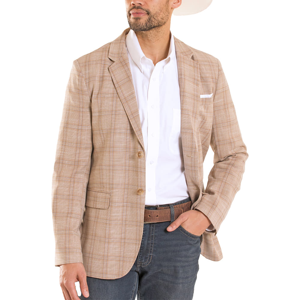 Rock and Roll Cowboy Apparel Rock and Roll Cowboy Men's Plaid Blazer in Tan