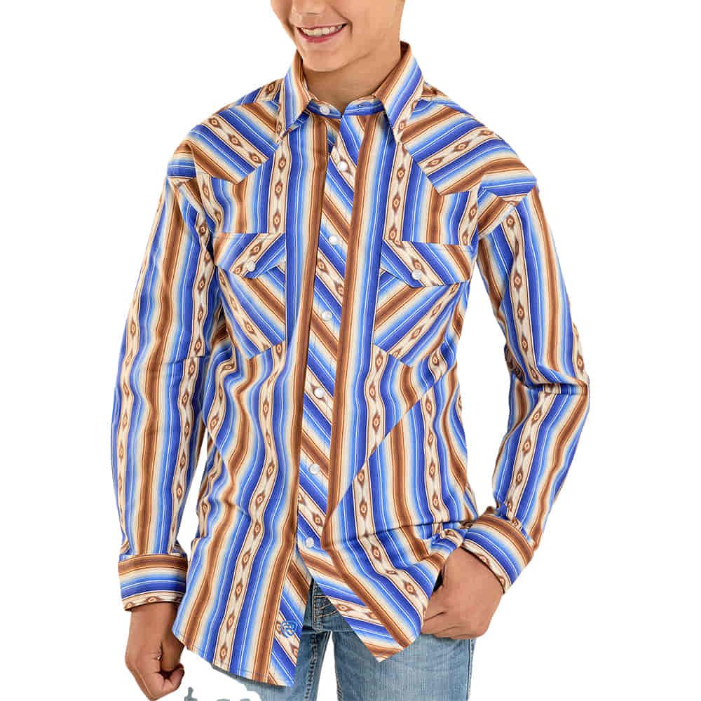 Rock & Roll Cowboy Apparel Rock & Roll Cowboy Boy's Serape Stripe Long Sleeve Snap Shirt