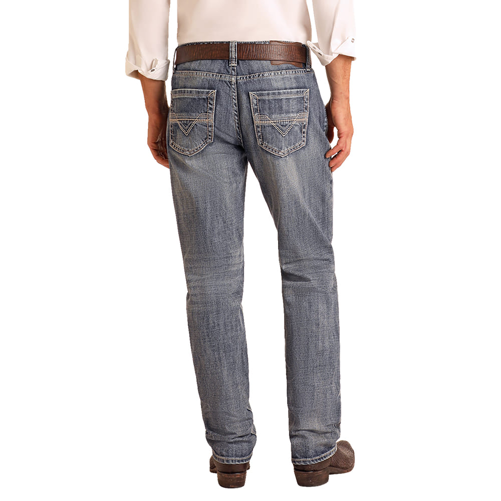 Rock & Roll Cowboy Apparel Rock & Roll Cowboy Men's Double Barrel Stackable Bootcut Jeans In Medium Wash