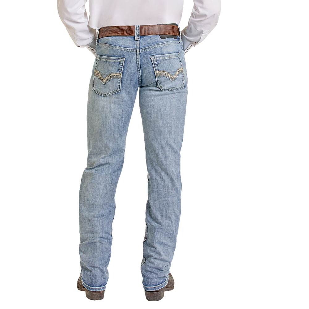 Rock & Roll Cowboy Apparel Rock & Roll Cowboy Rope Stitch Embroidered Pistol Stackable Boot Cut Men's Jeans