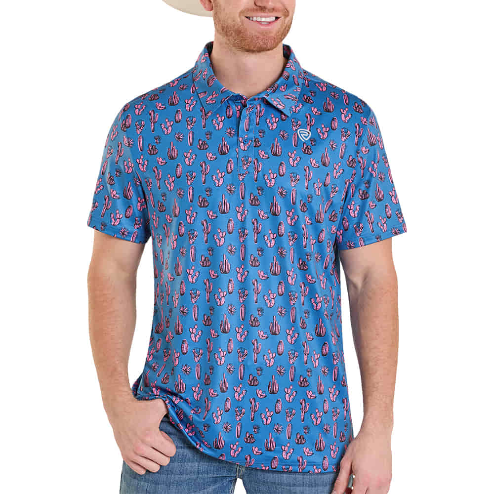 Rock & Roll Cowboy Apparel Rock & Roll Cowboy Royal Blue Cactus Novelty Short Sleeve Shirt