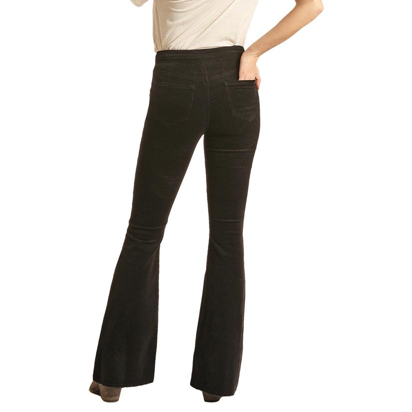 Rock & Roll Cowgirl Apparel Rock And Roll Cowgirl Black Corduroy Flare Women's Jeans