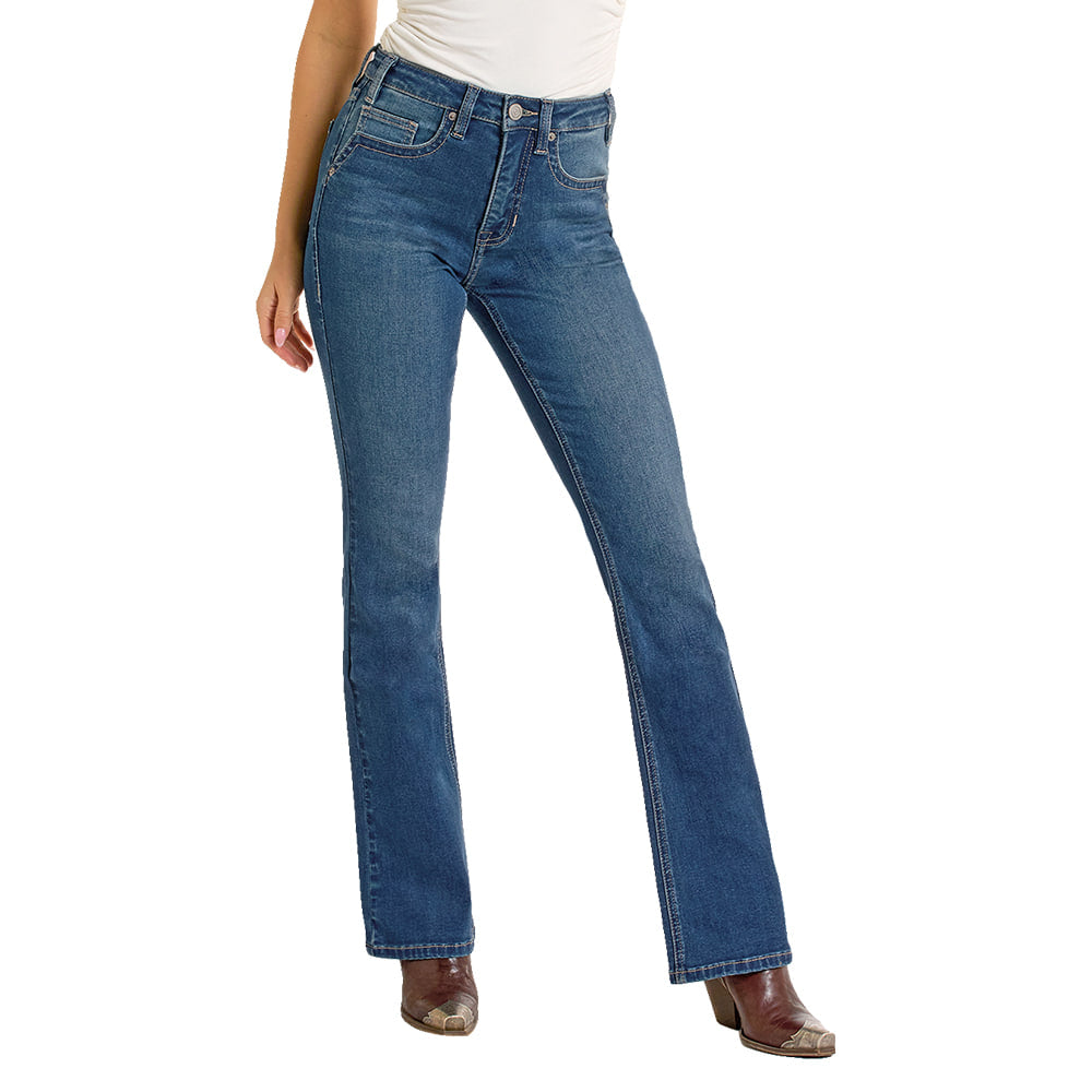 Rock & Roll Cowgirl Apparel Rock and Roll Cowgirl Two Tone High Rise Boot Cut Women's Jeans