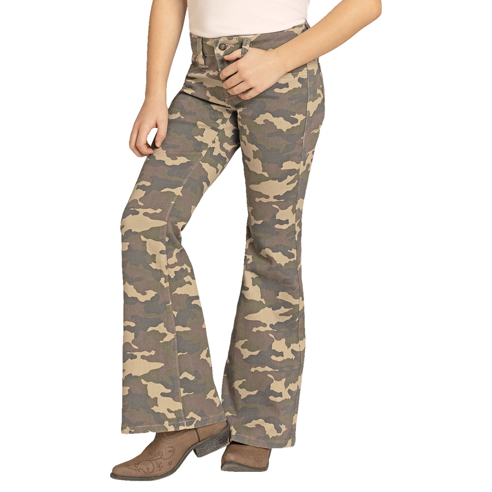 Rock & Roll Cowgirl Apparel Rock & Roll Cowgirl Camo Button Flare Girl's Trousers