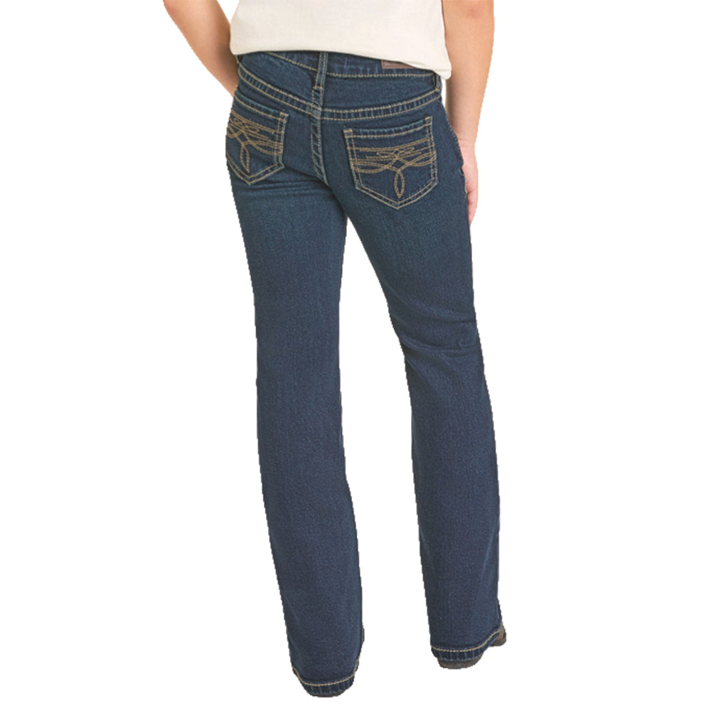 Rock & Roll Cowgirl Apparel Rock & Roll Cowgirl Girl's Dark Vintage Stitch Boot Cut