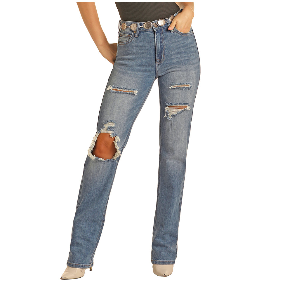 Rock & Roll Cowgirl Apparel Rock & Roll High Rise Mid Wash Modest Bootcut Women's Jean