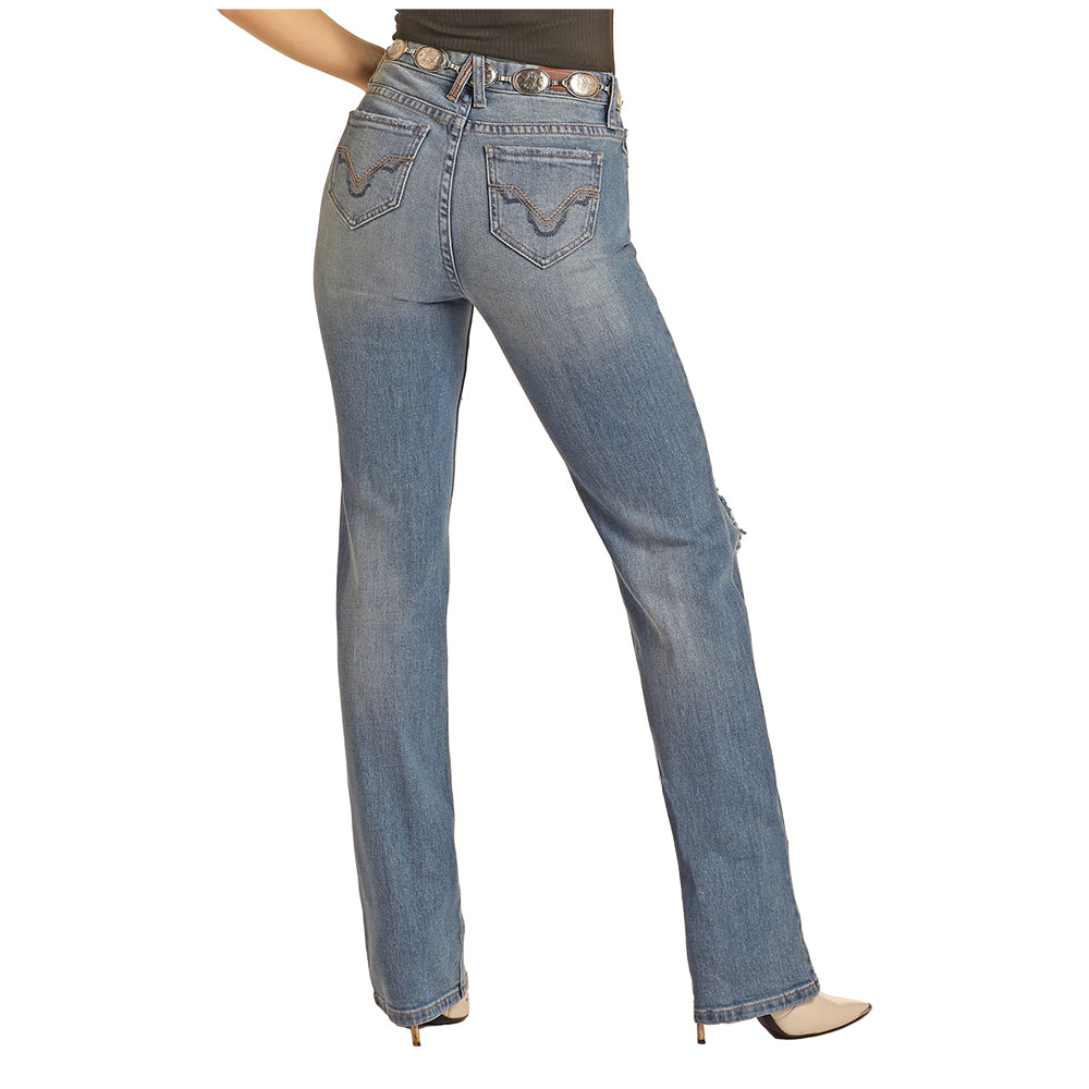 Rock & Roll Cowgirl Apparel Rock & Roll High Rise Mid Wash Modest Bootcut Women's Jean