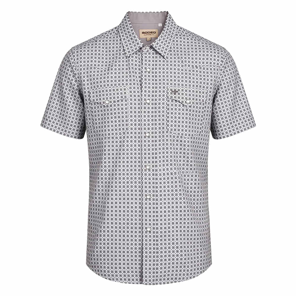Rodeo Clothing Apparel Mens Western Short Sleeve Pearl Snap Aztec Print Shirt