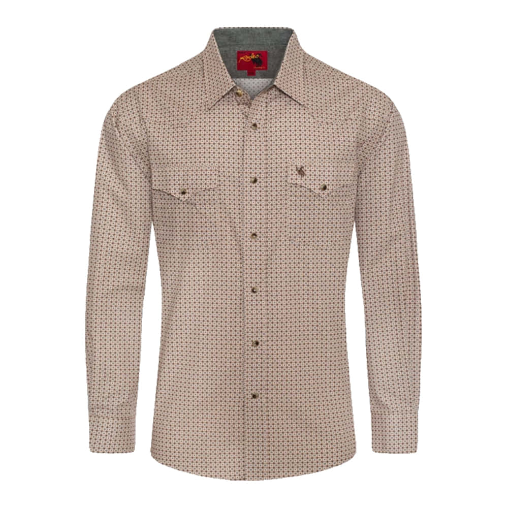 Rodeo Clothing Apparel Rodeo Clothing Men's Tan Pearl Snap Long Sleeve Western Shirt
