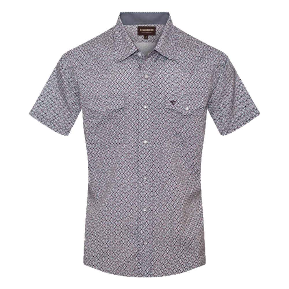 Rodeo Clothing Apparel Rodeo Clothing Men's Western Pearl Snap Aztec Print Short Sleeve Shirt