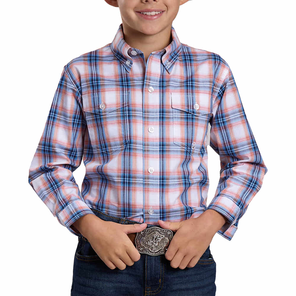 Roper Apparel BOYS LONG SLEEVE BUTTON DOWN PLAID SHIRT IN MULTI