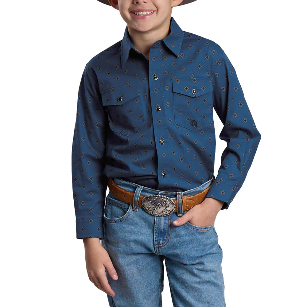 Roper Apparel Boys Long Sleeve Poplon Snap Shirt