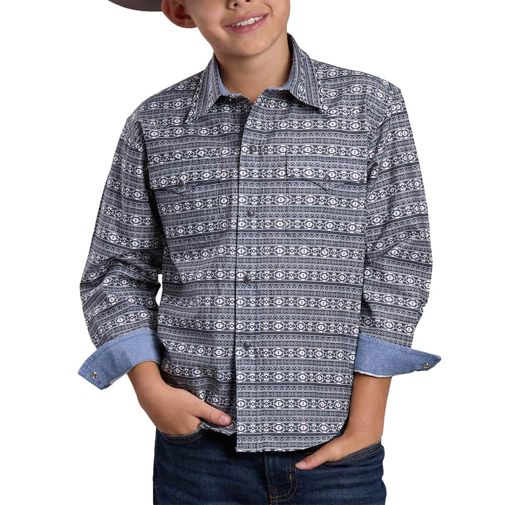 Roper Apparel BOYS LONG SLEEVE SNAP IN GRAY