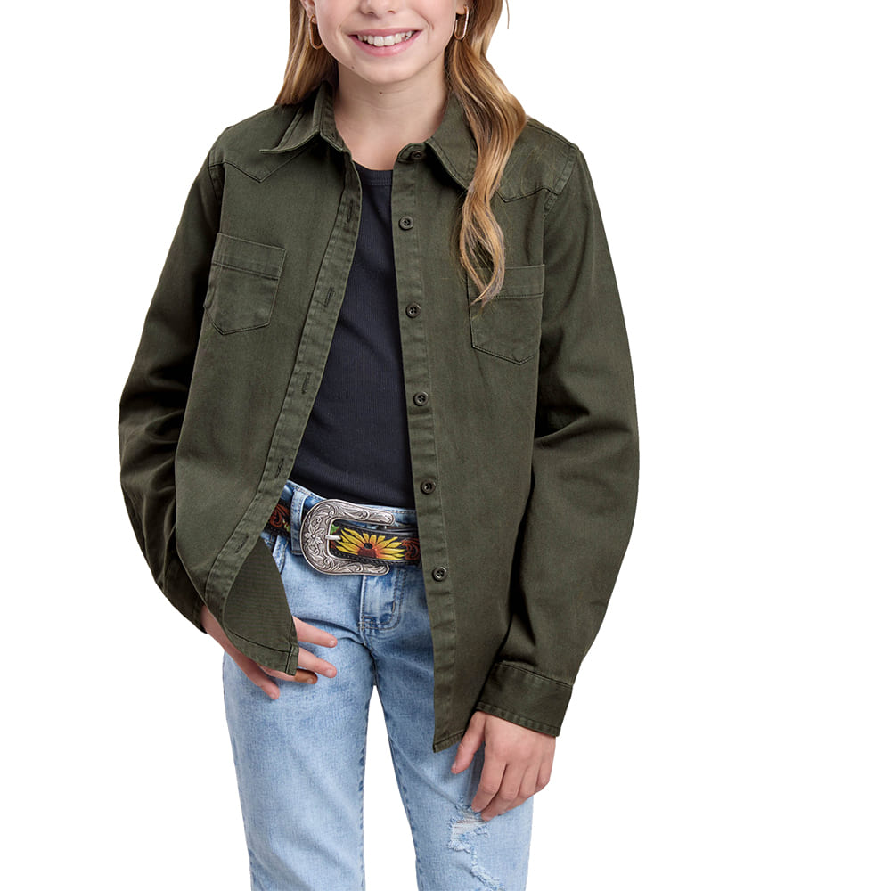 Roper Apparel Roper Girls Long Sleeve Western Blouse In Black