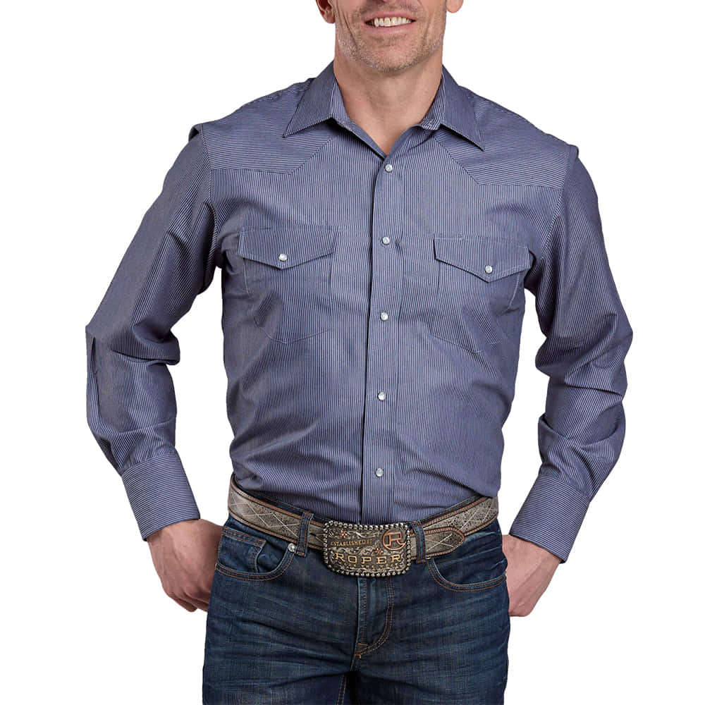 Roper Apparel Roper Men's Blue Long Sleeve Snap Western Style Shirt