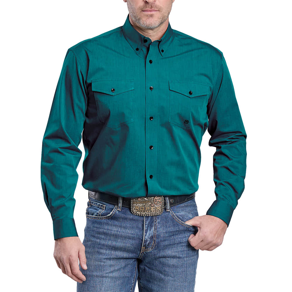 Roper Apparel Roper Men's Green Long Sleeve Snap Shirt