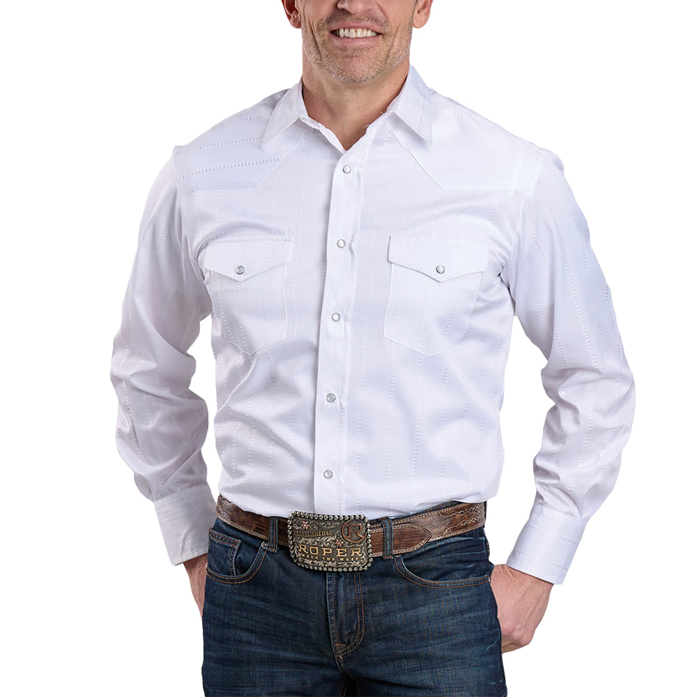 Roper Apparel Roper Men's White Long Sleeve Snap Shirt