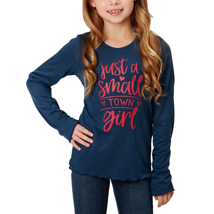 Roper Apparel Roper Navy Small Town Girl Long Sleeve Girl's Tee