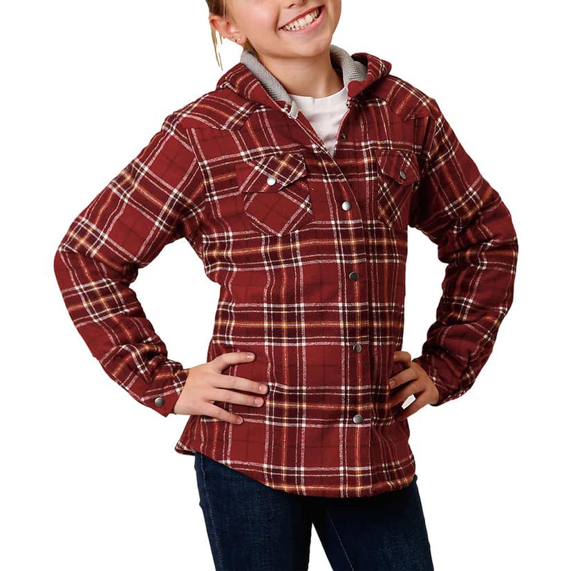 Roper Apparel Roper Red Plaid Flannel Hooded Girl's Jacket