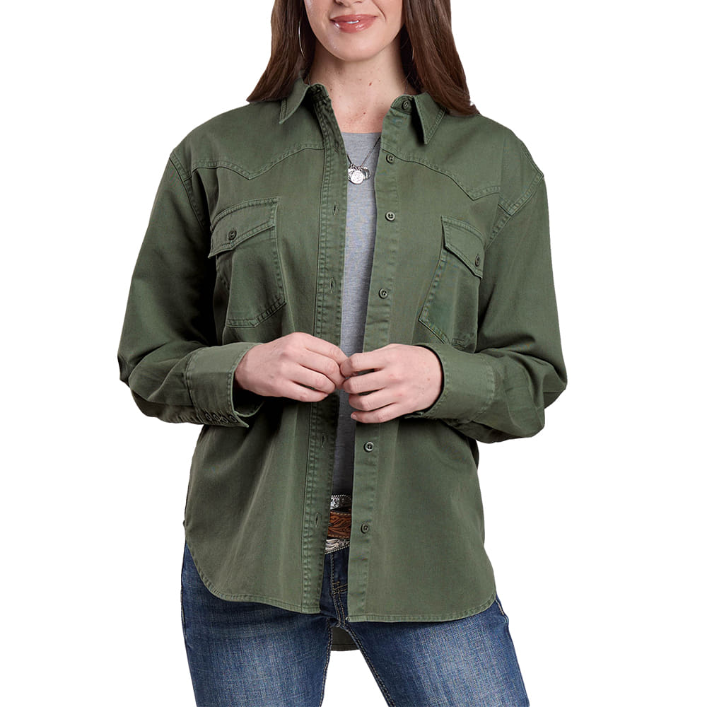 Roper Apparel Roper Women's Green Long Sleeve Button-Down Shirt