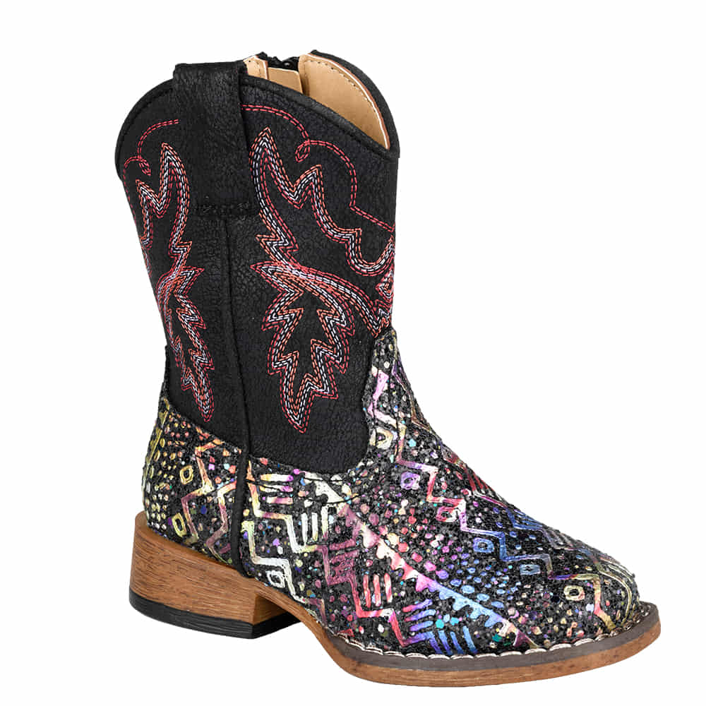Roper Footwear BLACK GLITTER VAMP BLACK SHAFT WITH WESTERN STITCH
