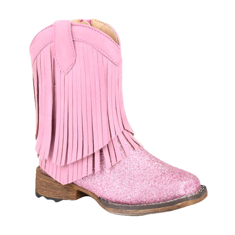 Roper Footwear Roper Girls Glitter Pink Double Fringe Kid Boot