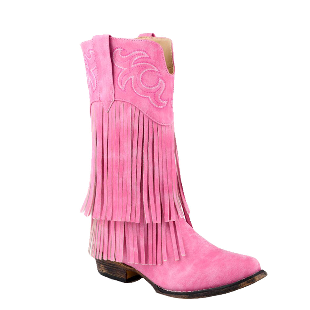 Roper Footwear Roper Girls Youth Rick Rack Pink Fringe Boots