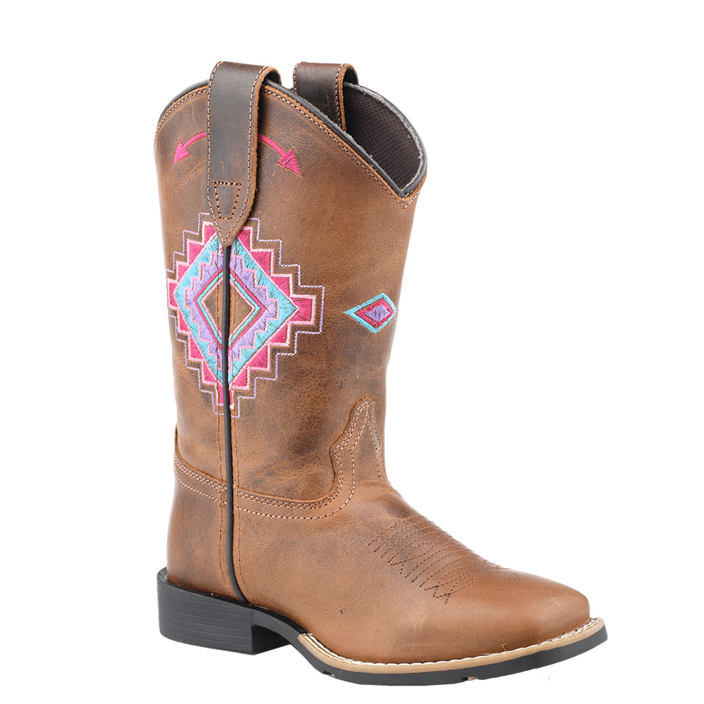 Roper Footwear SUNDANCE BROWN OILED LEATHER VAMP EMBROIDERED AZTEC