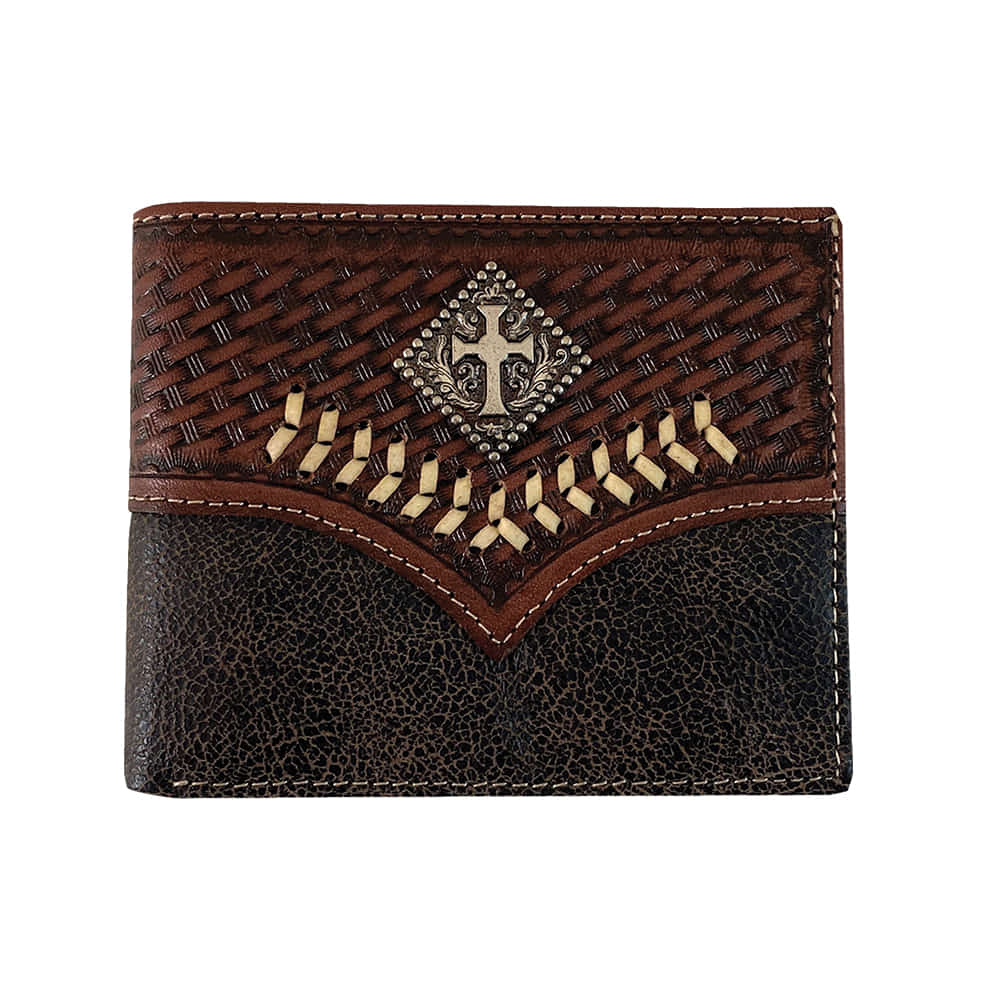Roper Other Os Roper Brown with Cross Detail Men's Passcase Wallet