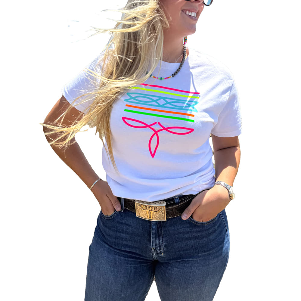 Rowdy Crowd Clothing Apparel Rowdy Crowd Clothing Women's Neon Boot Stitch Short Sleeve T-Shirt