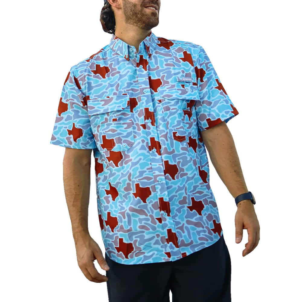 Salt Water Soul Apparel Salt Water Soul Texas Maroon Camo Fishing Shirt