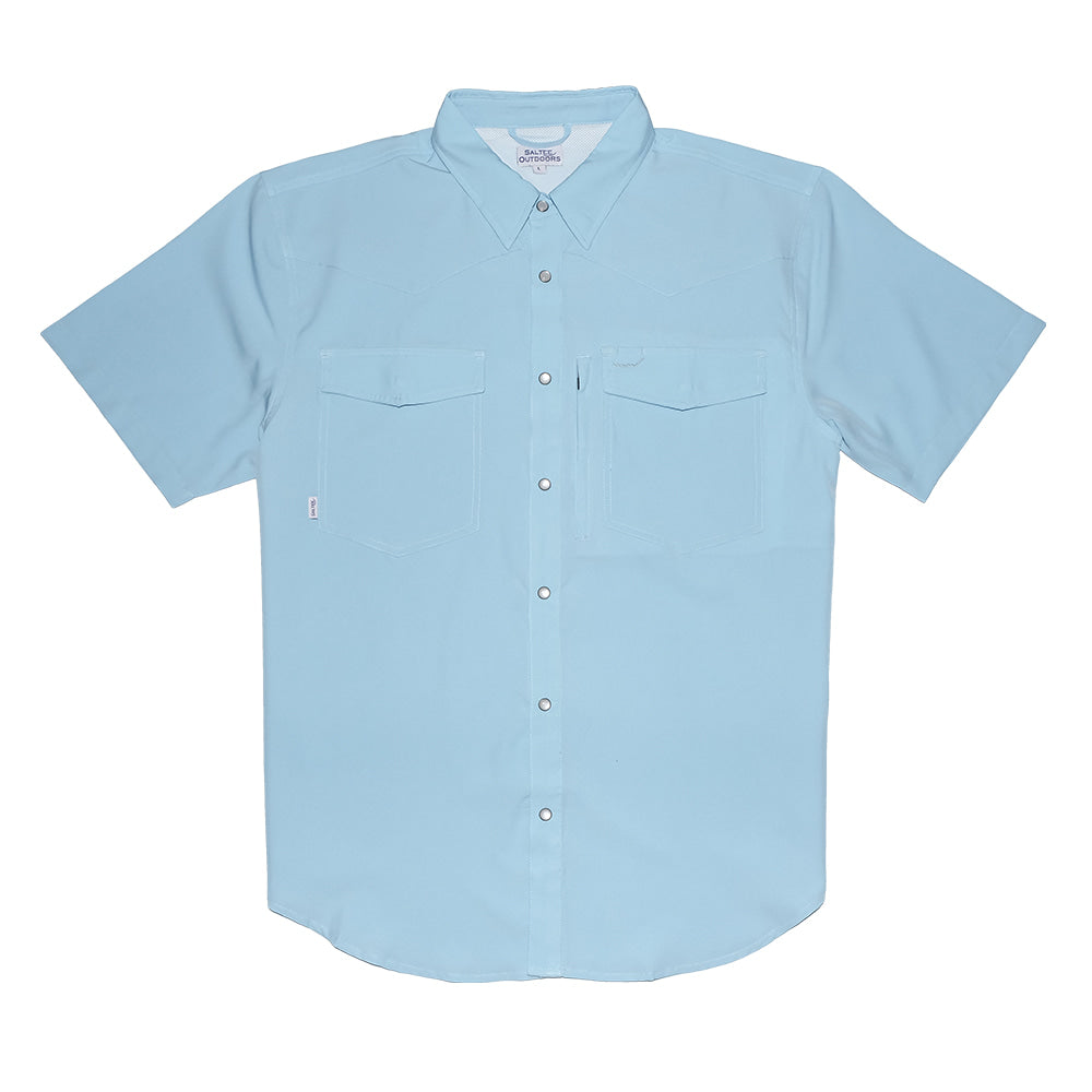 Saltee Outdoors Apparel Saltee Outdoors Corralitos Performance Western Yolk Short Sleeve Men's Shirt in In The Blue