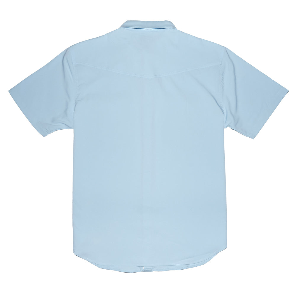 Saltee Outdoors Apparel Saltee Outdoors Eleuthra Performance Western Yolk Hidden Snap Pocket Men's Shirt in Country Blue Baby