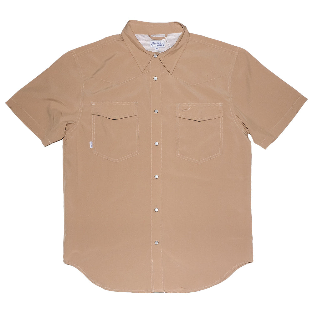 Saltee Outdoors Apparel Saltee Outdoors Wichita Performance Western Yolk Short Sleeve Men's Shirt in Cowboy Khaki