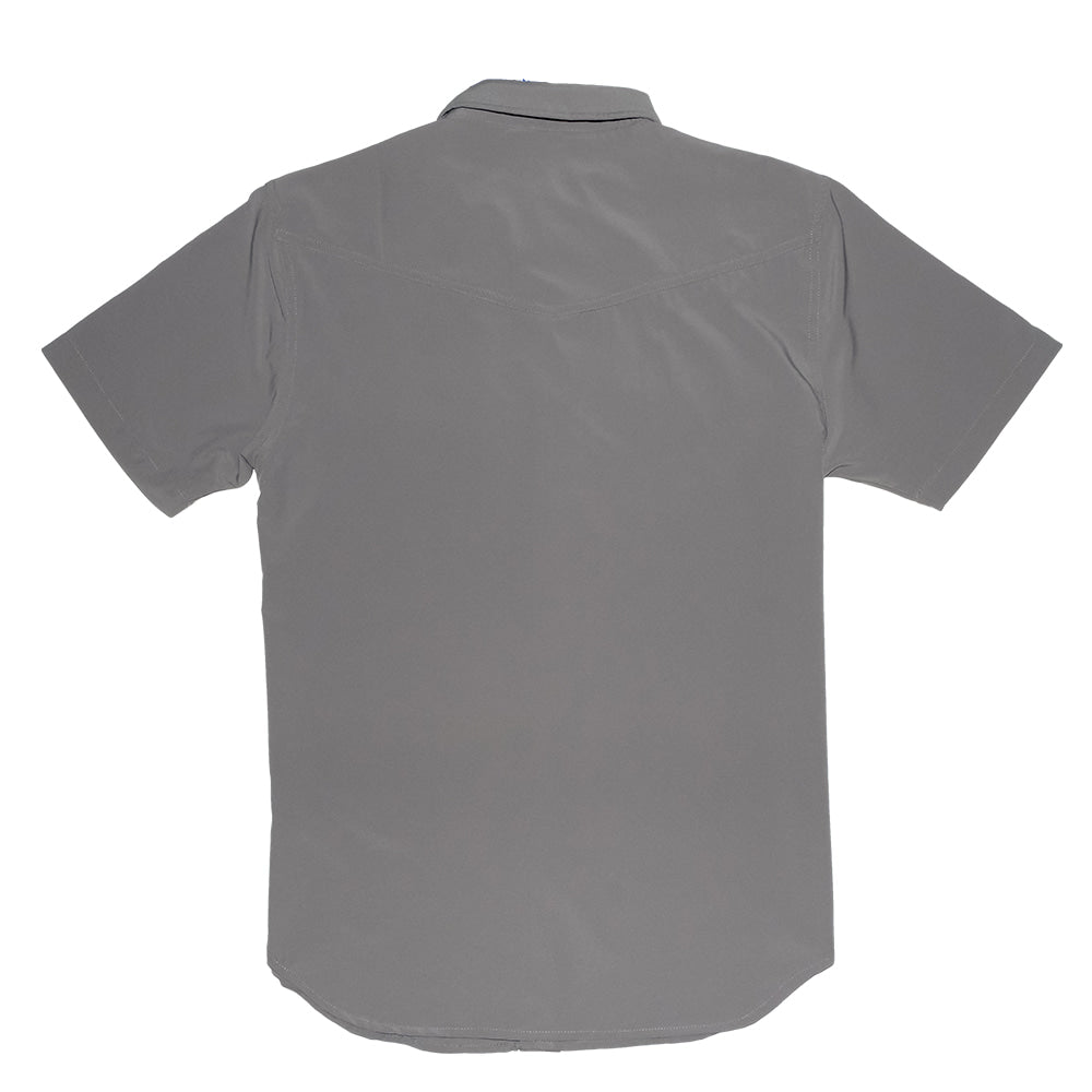 Saltee Outdoors Apparel Saltee Outdoors Wichita Performance Western Yolk Short Sleeve Men's Shirt with Pearl Snaps in Let's Go Grey