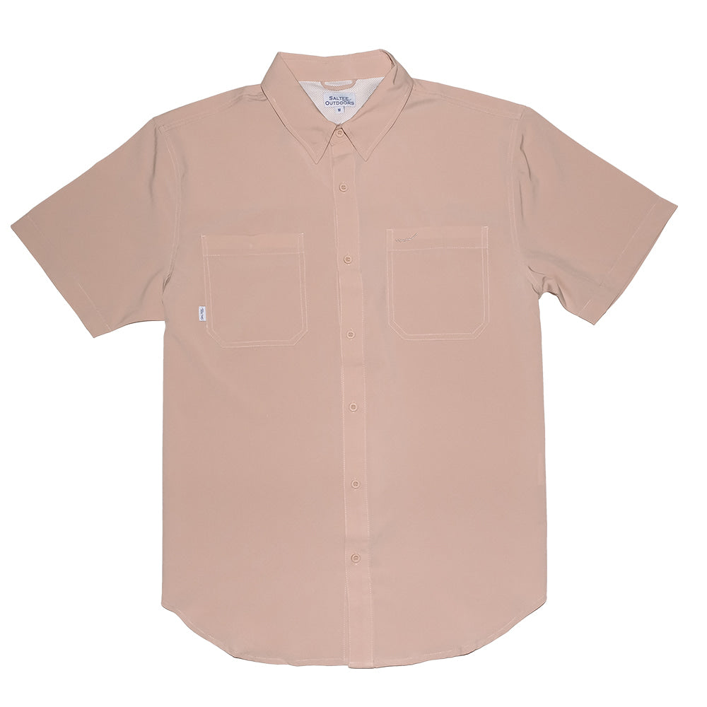 Saltee Outdoors Apparel Saltee Outdoors Zapata Performance Short Sleeve Button-Down Open Pocket With Snap in Desert Khaki