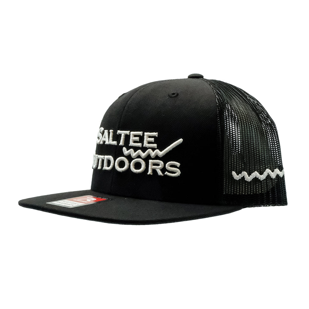 Saltee Outdoors Hats Black Saltee Outdoors Black with White Embroidery Meshback Cap